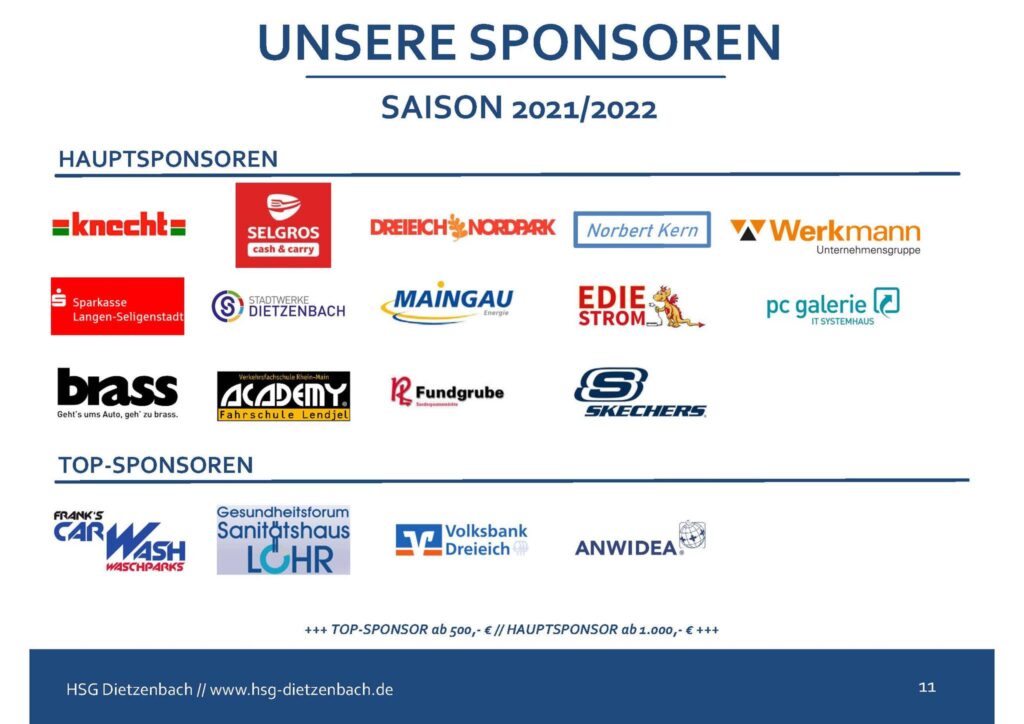 Sponsoren-Danksagung Saison 2021/2022